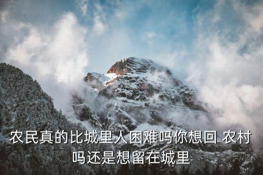 農民真的比城里人困難嗎你想回 農村嗎還是想留在城里