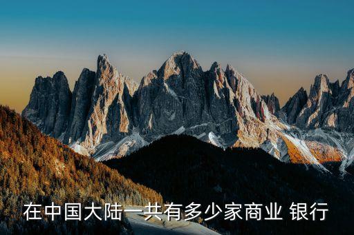 在中國大陸一共有多少家商業 銀行