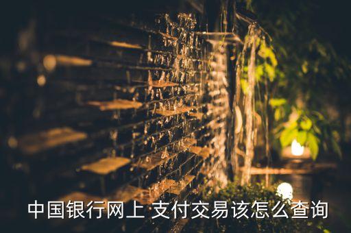  中國銀行網上 支付交易該怎么查詢