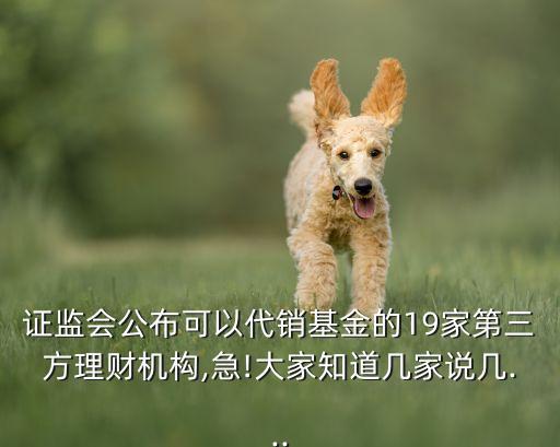 證監會公布可以代銷基金的19家第三方理財機構,急!大家知道幾家說幾...