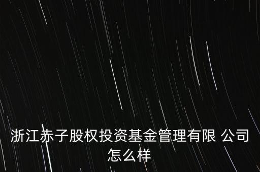 浙江赤子股權投資基金管理有限 公司怎么樣