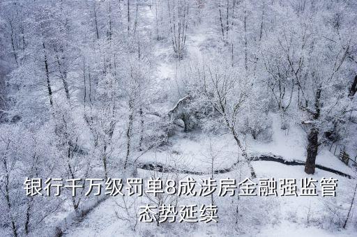  銀行千萬級罰單8成涉房金融強監管態勢延續