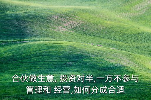 只投資不經營分紅怎么算