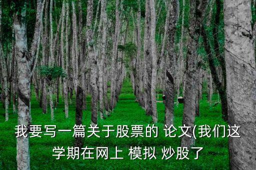 我要寫一篇關于股票的 論文(我們這學期在網上 模擬 炒股了