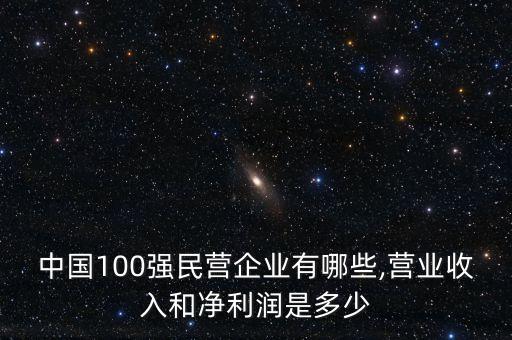 中國100強民營企業有哪些,營業收入和凈利潤是多少