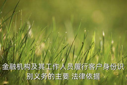 金融機構及其工作人員履行客戶身份識別義務的主要 法律依據