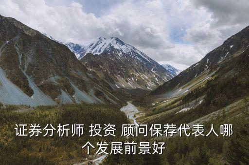 證券分析師 投資 顧問保薦代表人哪個發展前景好