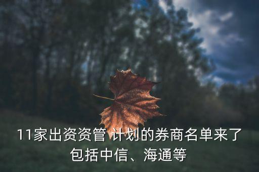 11家出資資管 計劃的券商名單來了包括中信、海通等