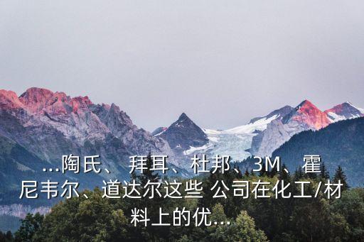 ...陶氏、 拜耳、杜邦、3M、霍尼韋爾、道達爾這些 公司在化工/材料上的優(yōu)...