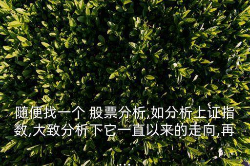 隨便找一個 股票分析,如分析上證指數,大致分析下它一直以來的走向,再...