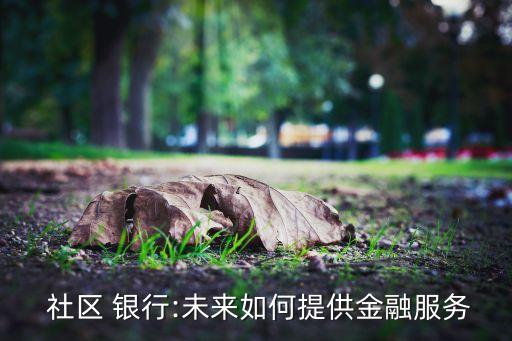  社區 銀行:未來如何提供金融服務