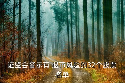 證監會警示有 退市風險的32個股票名單