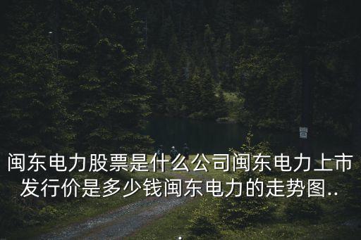 閩東電力股票是什么公司閩東電力上市發行價是多少錢閩東電力的走勢圖...