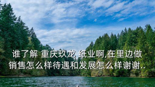 誰了解 重慶玖龍 紙業啊,在里邊做銷售怎么樣待遇和發展怎么樣謝謝...
