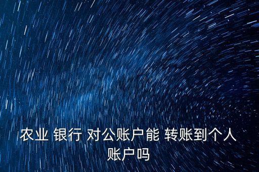 農業 銀行 對公賬戶能 轉賬到個人賬戶嗎