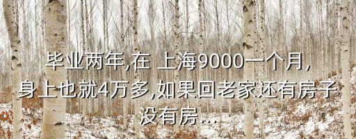 畢業兩年,在 上海9000一個月,身上也就4萬多,如果回老家還有房子沒有房...
