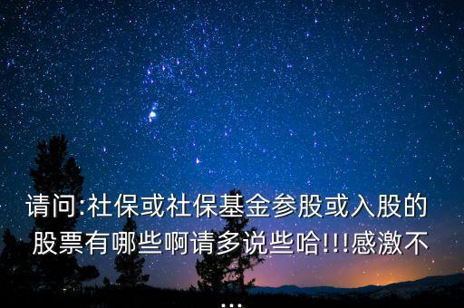請問:社保或社保基金參股或入股的 股票有哪些啊請多說些哈!!!感激不...